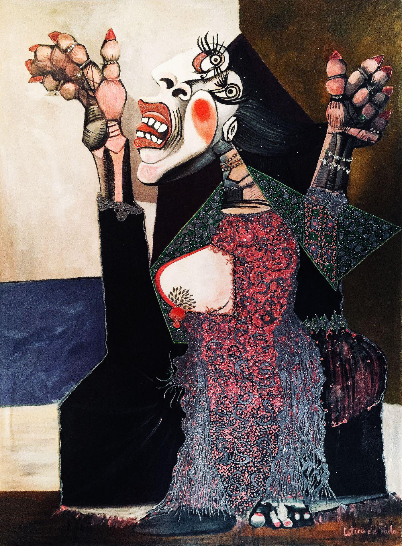 Huile sur toile infusée de strass et de soie - techniques mixtes

Leticia est une artiste espagnole qui aime créer des œuvres d'art à partir d'objets usagés et souvent mis au rebut, en leur redonnant du lustre et du glamour. Elle est surtout connue