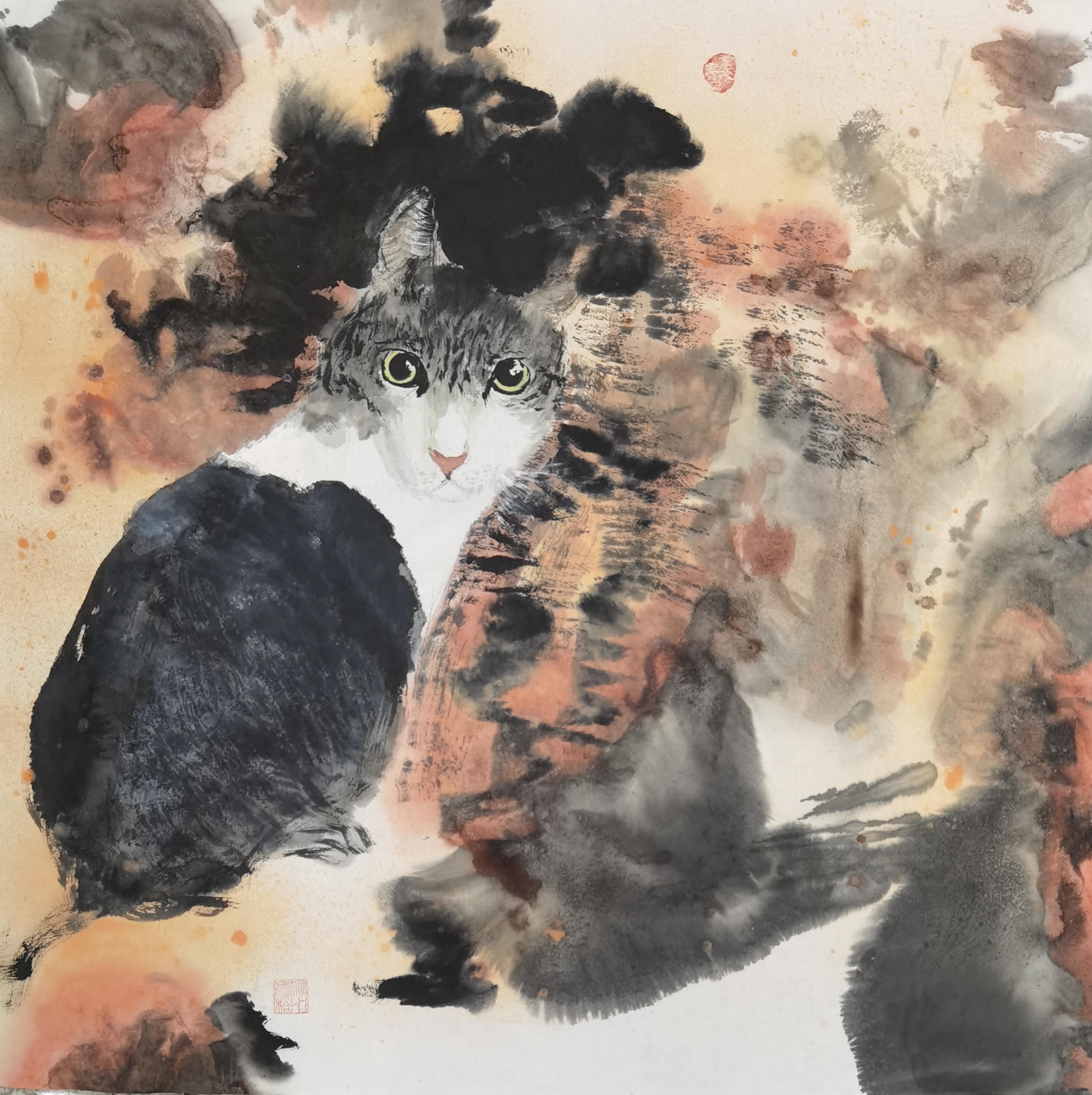Qiu Shui Animal Art - Chinese Contemporary Art by Qui Shui - Smart Cat