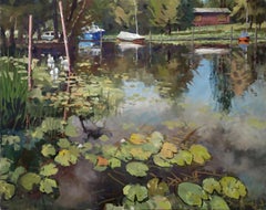 Arte contemporáneo alemán de Frank Suplie - Zehdenick/Havel, Seerosen, Gänse klein