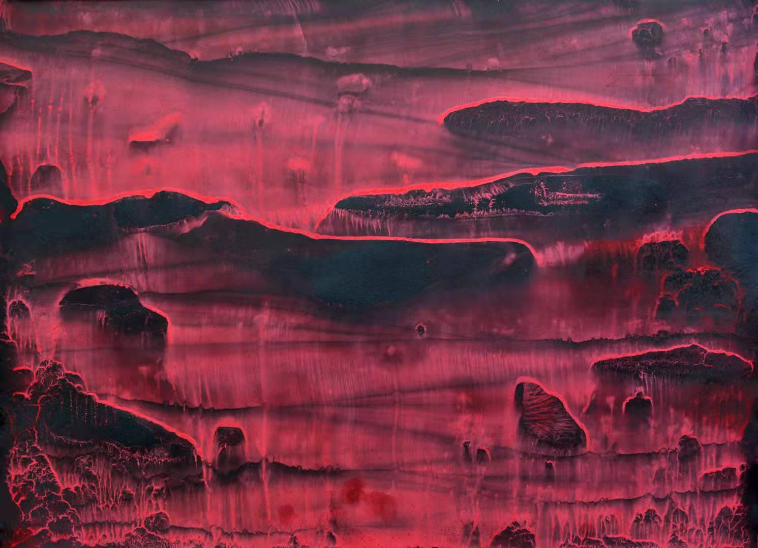 Li Shi-Guang  Abstract Drawing - Chinese Contemporary Art by Li Chi-Guang - Series the Red Mountain No.4
