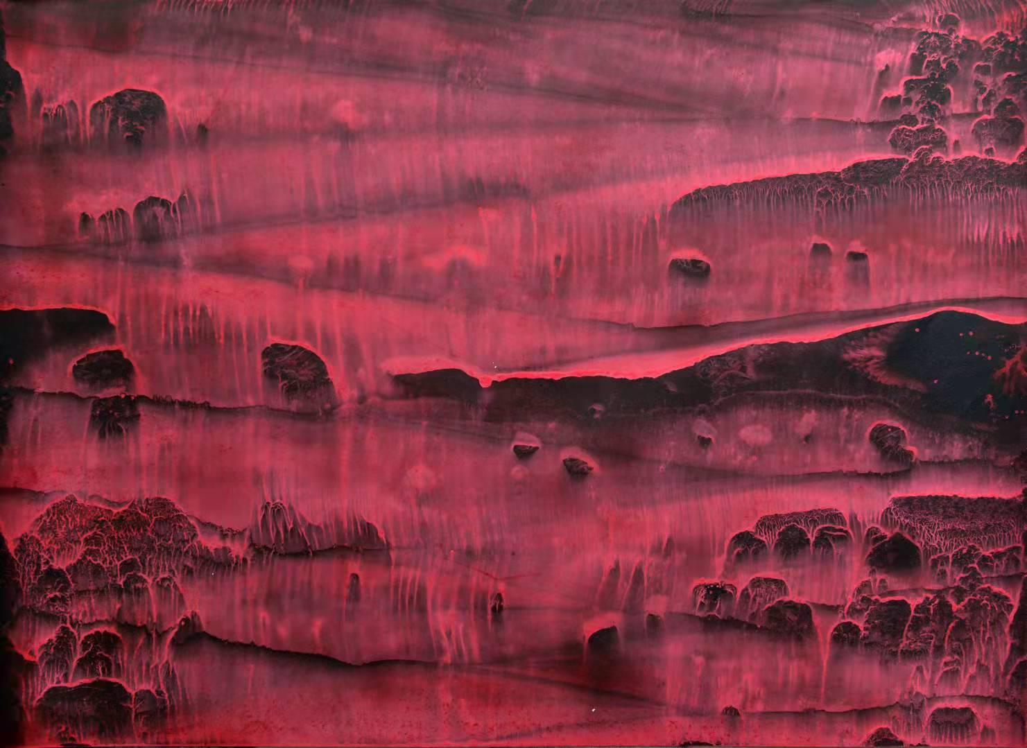 Li Shi-Guang  Abstract Drawing - Chinese Contemporary Art by Li Chi-Guang - Series the Red Mountain No.17