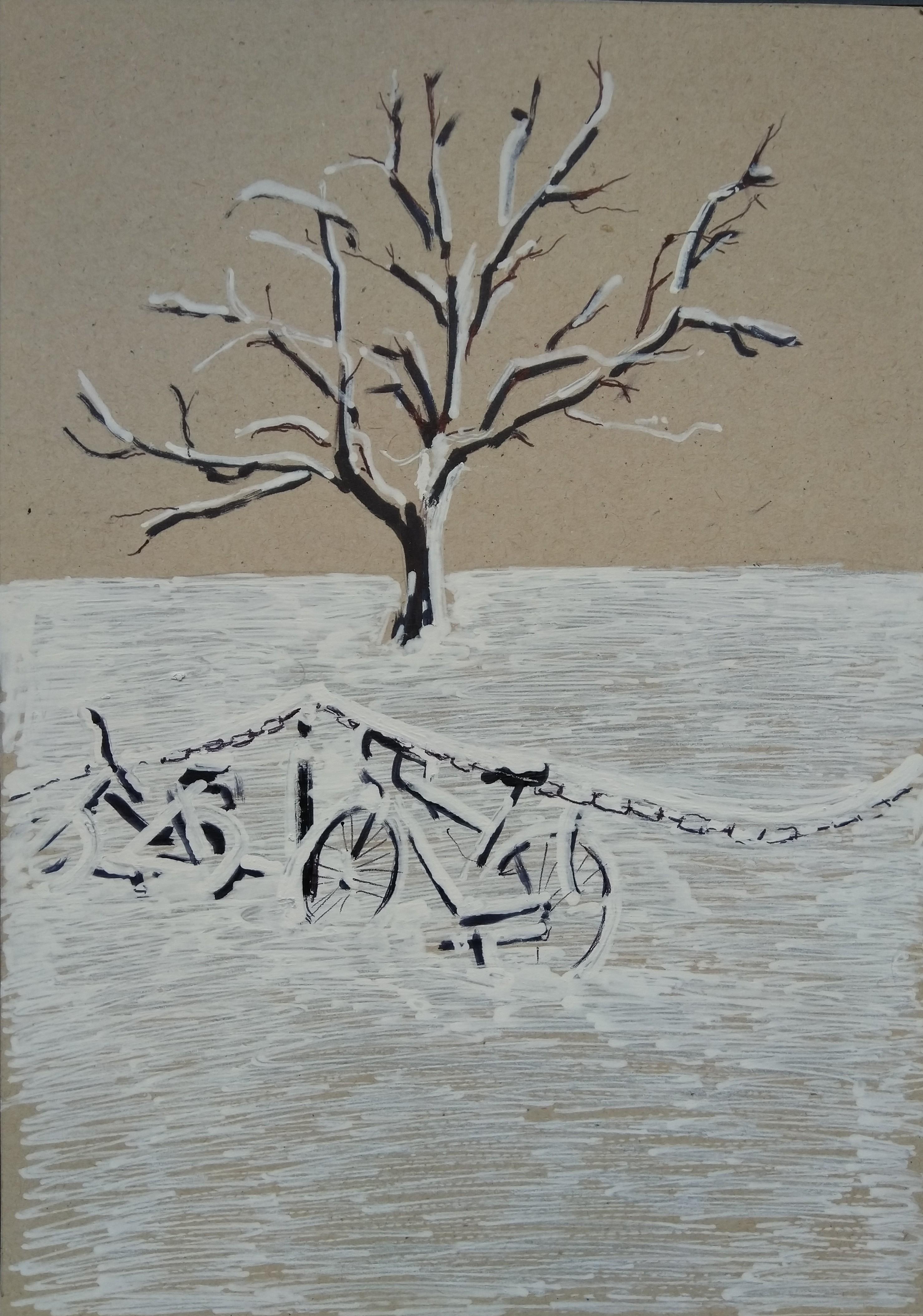 Armenian Contemporary Art by Kamsar Ohanyan - Bikes under the Snow For Sale 3