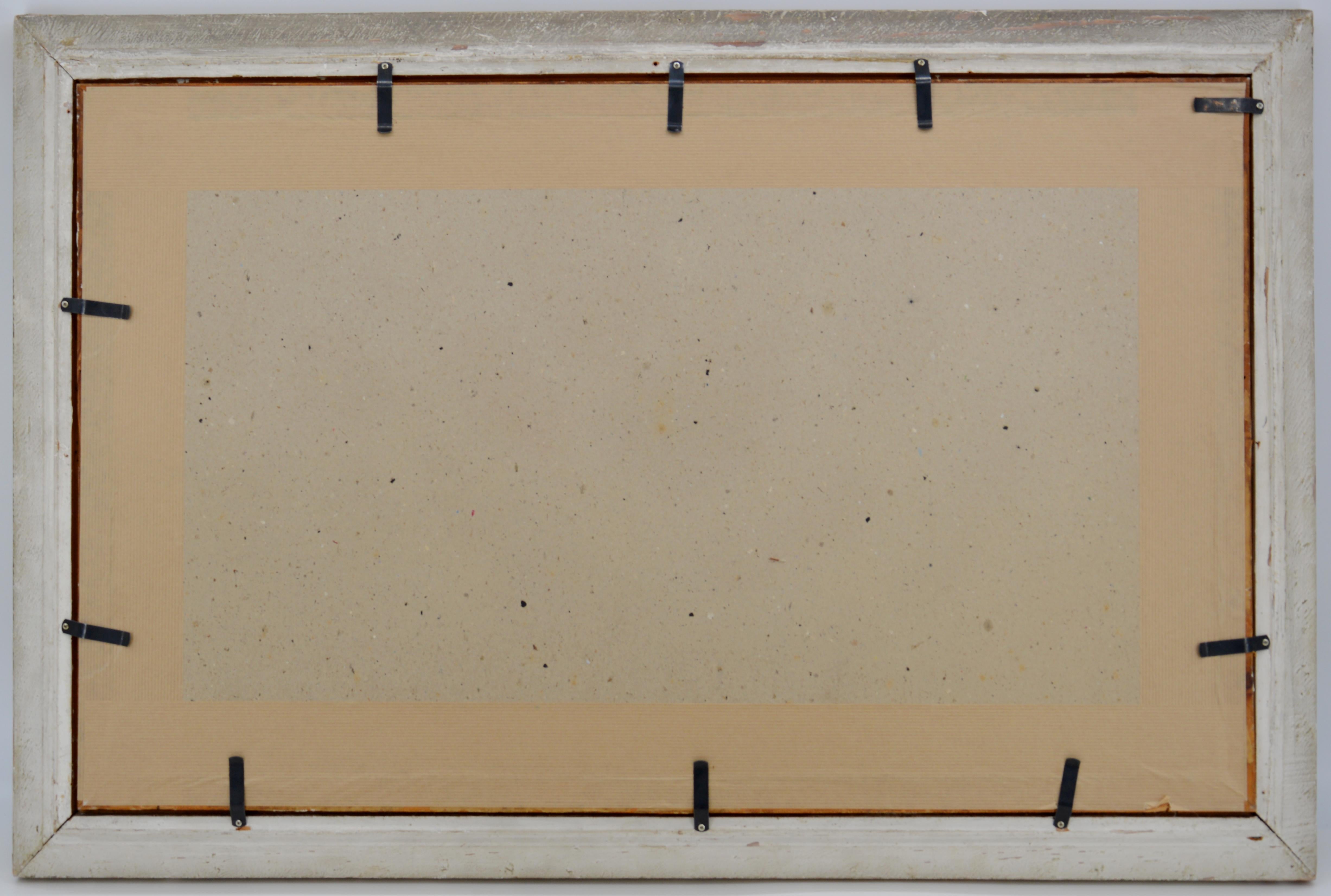 Aquarelle de Madeleine RENAUD (1900-1994), France. Couronne d'œillets. Avec cadre : 60.2x89 cm - 23.7x35 pouces
sans cadre : 73x43 cm - 28.7x16.9 pouces. Signé 