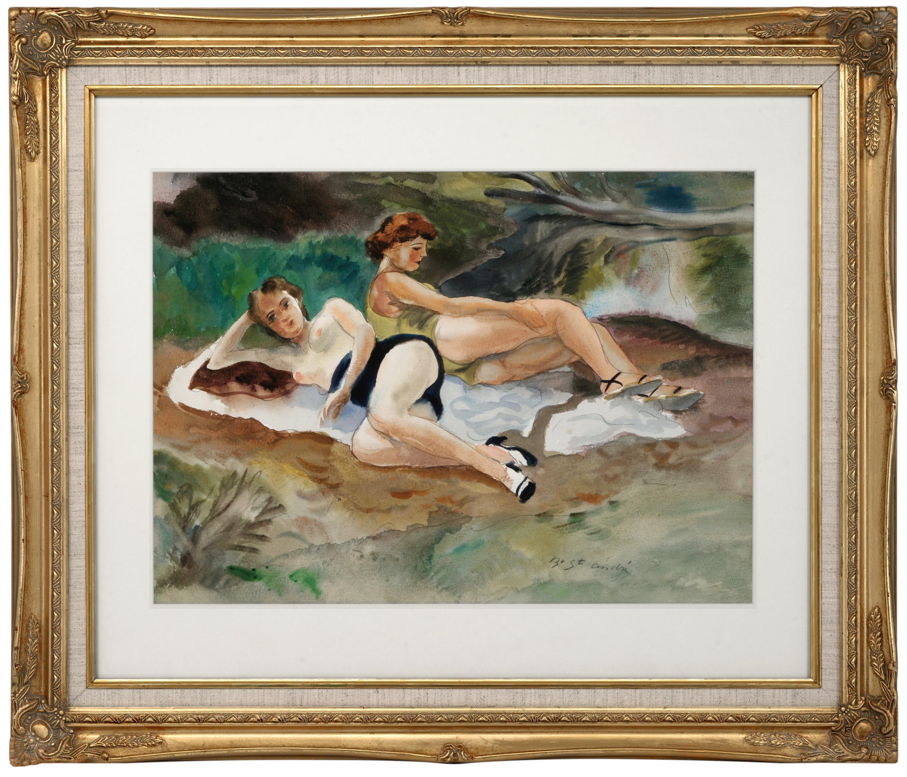 Louis Berthomme Saint-Andre Figurative Art – Berthomme Saint-André, Vor dem Baden, 1926