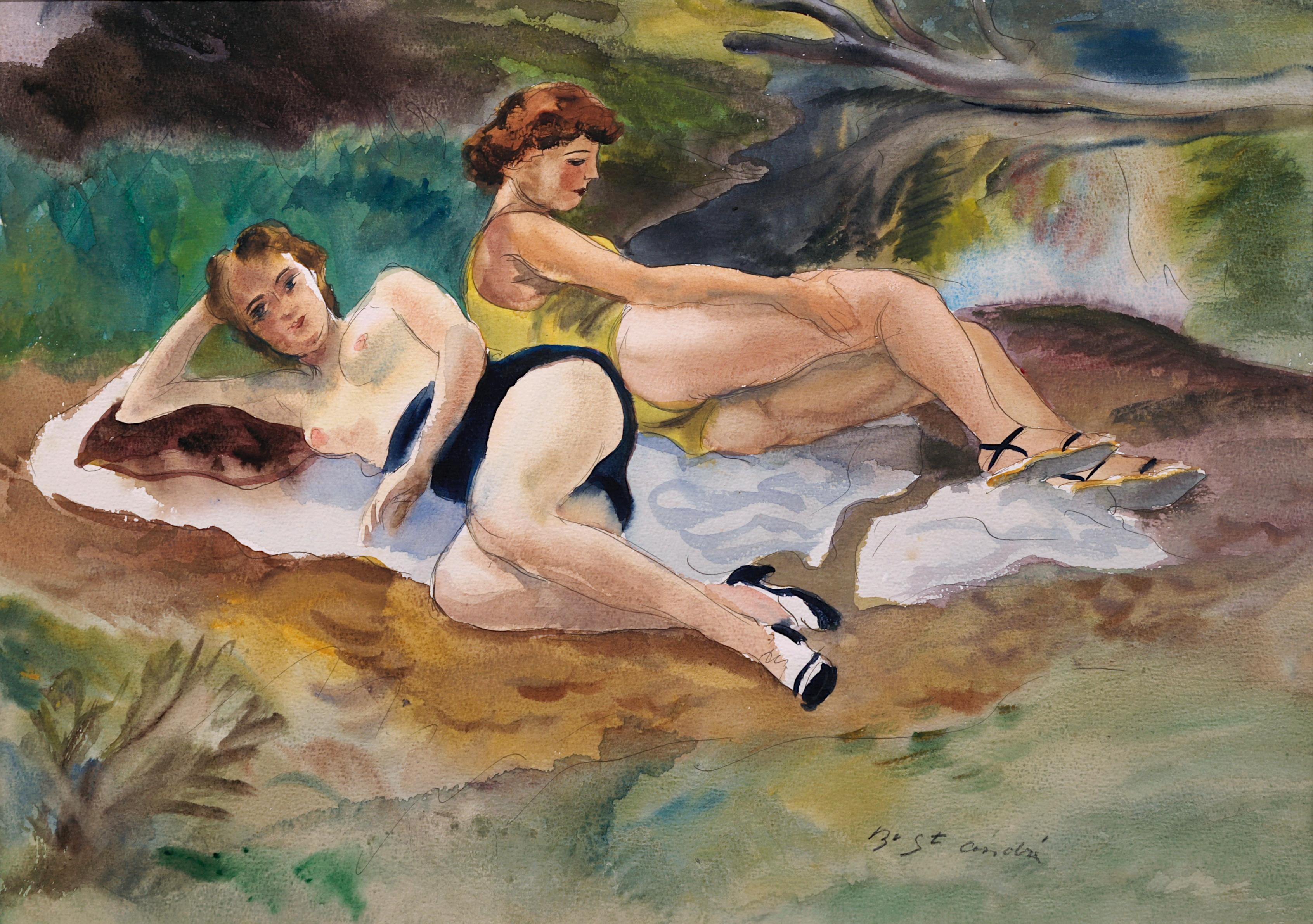 Berthomme Saint-André, Vor dem Baden, 1926 – Art von Louis Berthomme Saint-Andre