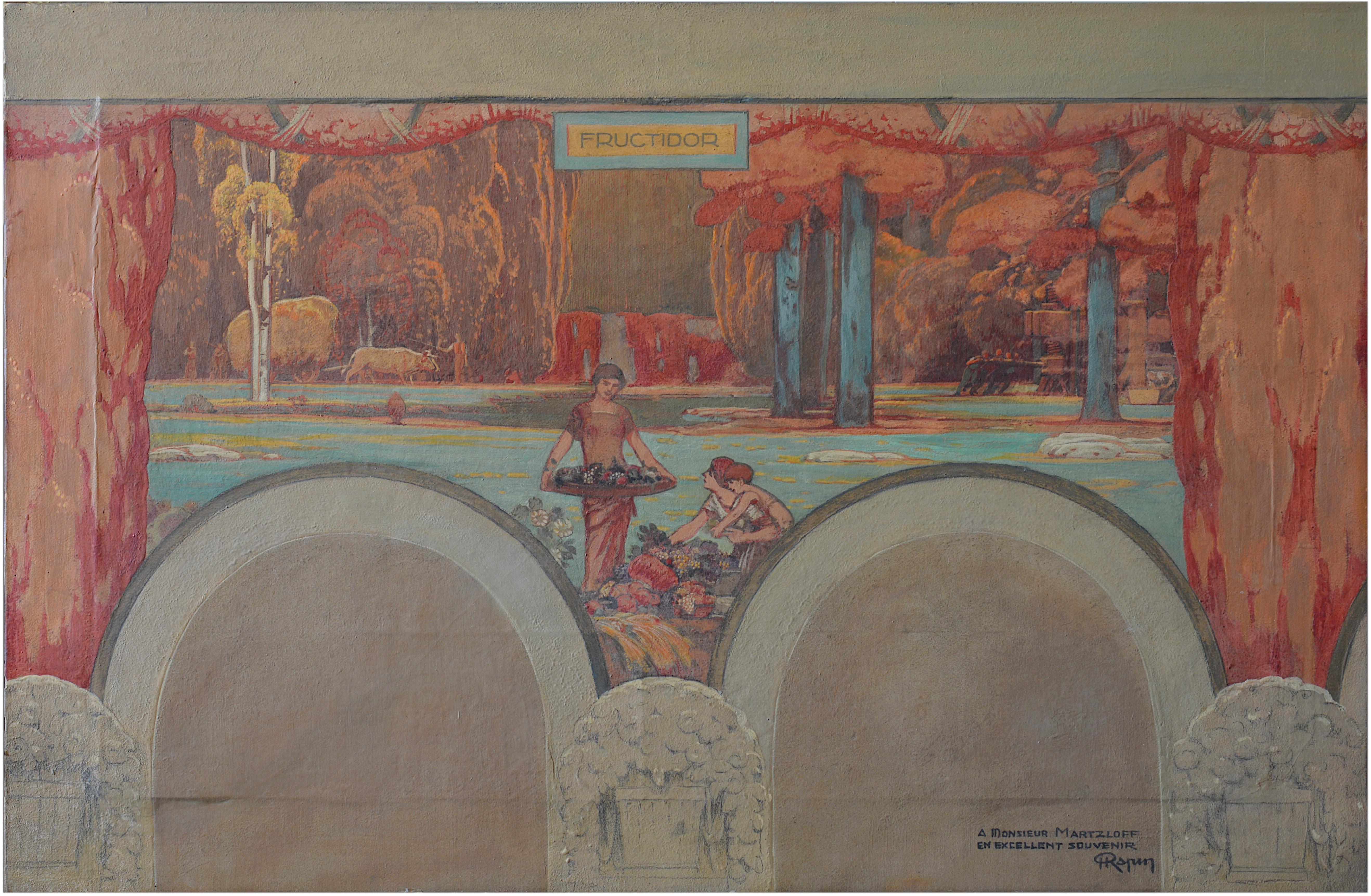 Henri Rapin, Gouache auf Papier, „Fructidor“, 1924-1928 im Angebot 1