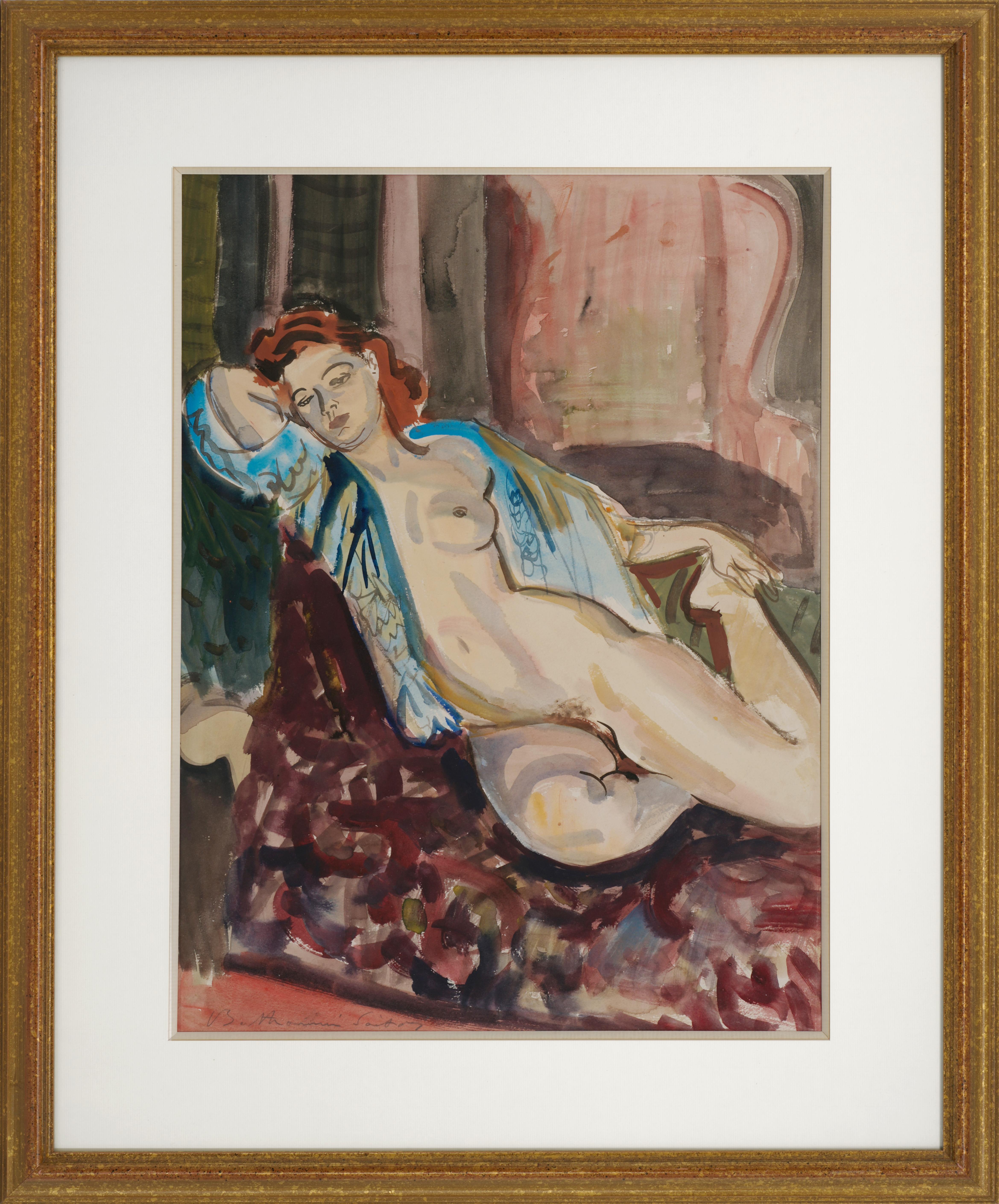 Louis Berthomme Saint-Andre Nude – Berthomme Saint-André, The NAP, Aquarell, 1925