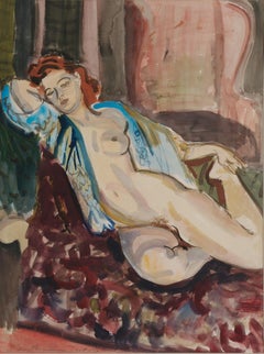 Berthomme Saint-André, La siesta, acuarela, 1925