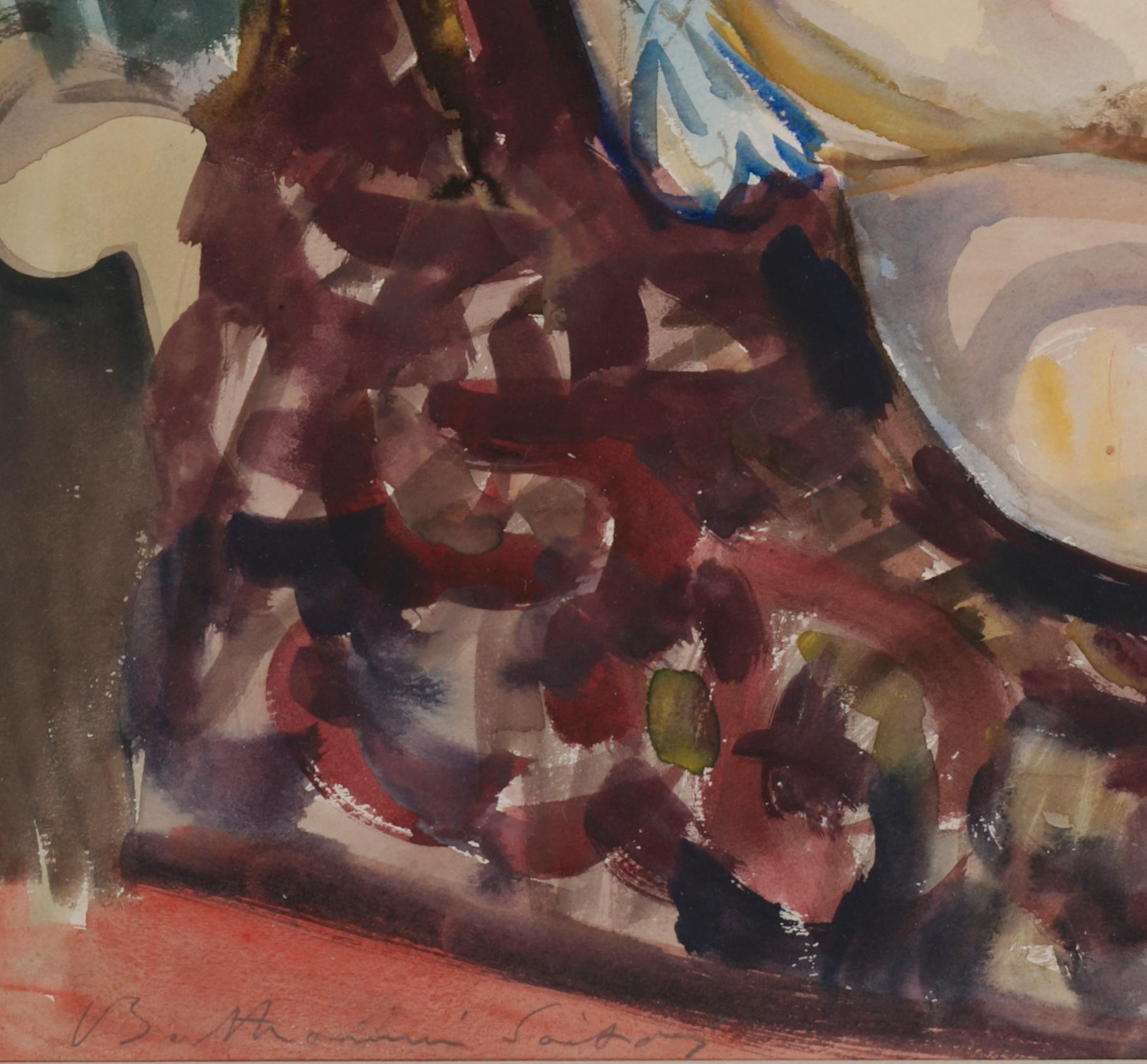 Berthomme Saint-André, The NAP, Aquarell, 1925 (Beige), Nude, von Louis Berthomme Saint-Andre