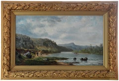 Antique Joseph Huvey, Banks of Isere, Oil on Canvas, Circa 1870-1880