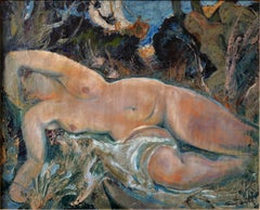 "Naked woman in the pine forest"