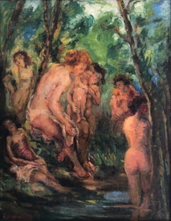 Bathers, Large Oil on Canvas, 1930s