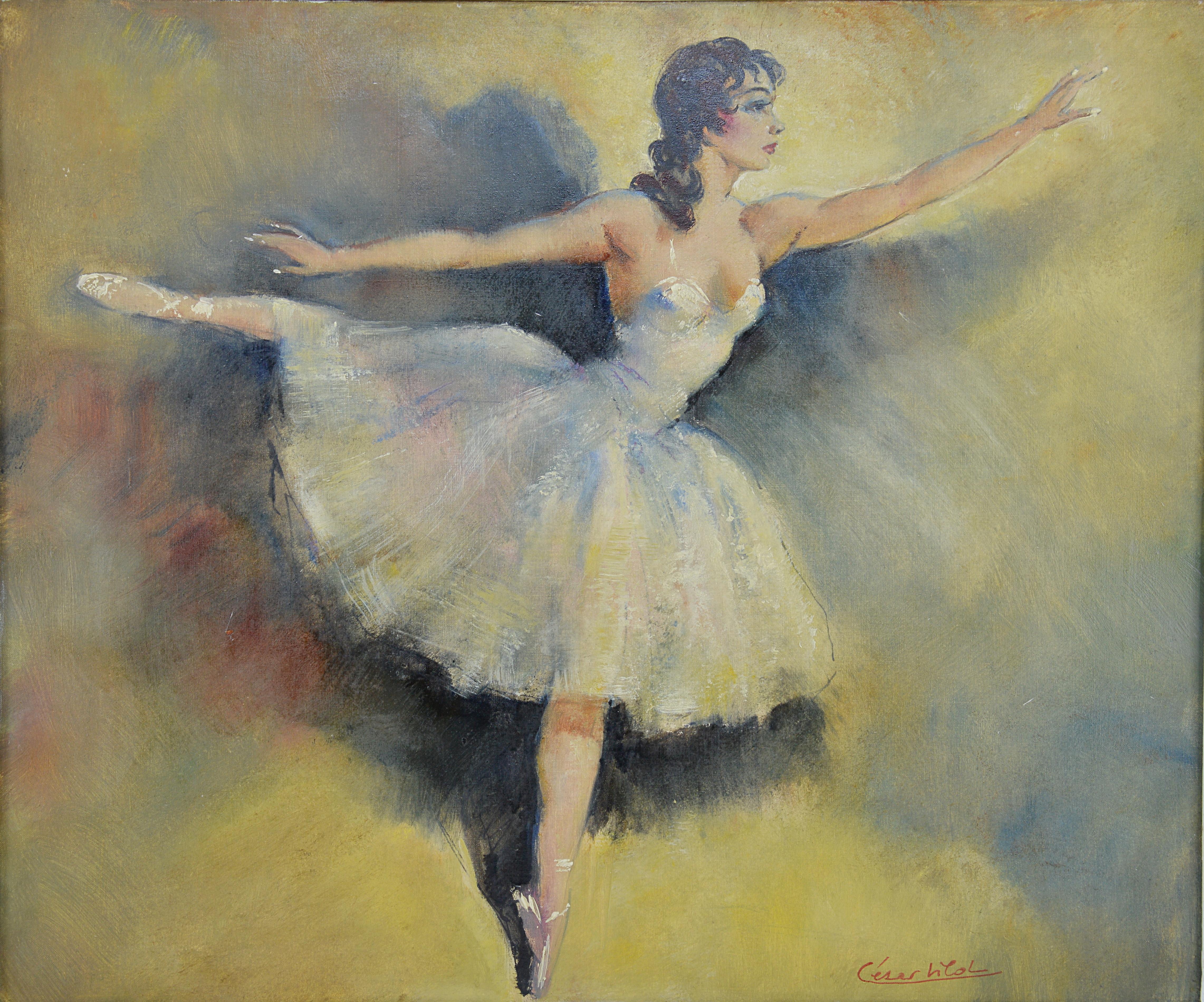 Cesar Vilol, Ballerina, Oil on Canvas, Circa 1925 1