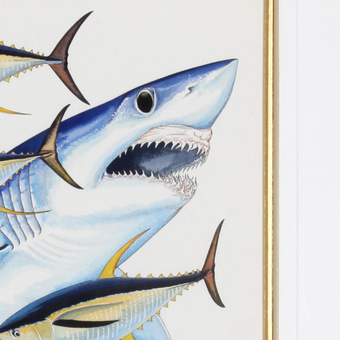 GUY HARVEY (b.1955)
Unknown Title (Mako Shark with Yellow Fin Fish)
Signed, lower right
Watercolor on Paper
Image: 15 x 21 in.
Frame: 25 in. x 32.25 in.

Guy Harvey (born September 16, 1955) is a marine wildlife artist and conservationist. His