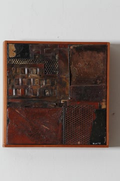 Mixed Media Collage by Father Bill Moore on Canvas 12 x 12 in Wood Frame