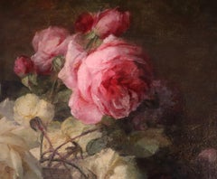 19th Century, Oil on Canvas Flower Painting, André Benoît Perrachon
