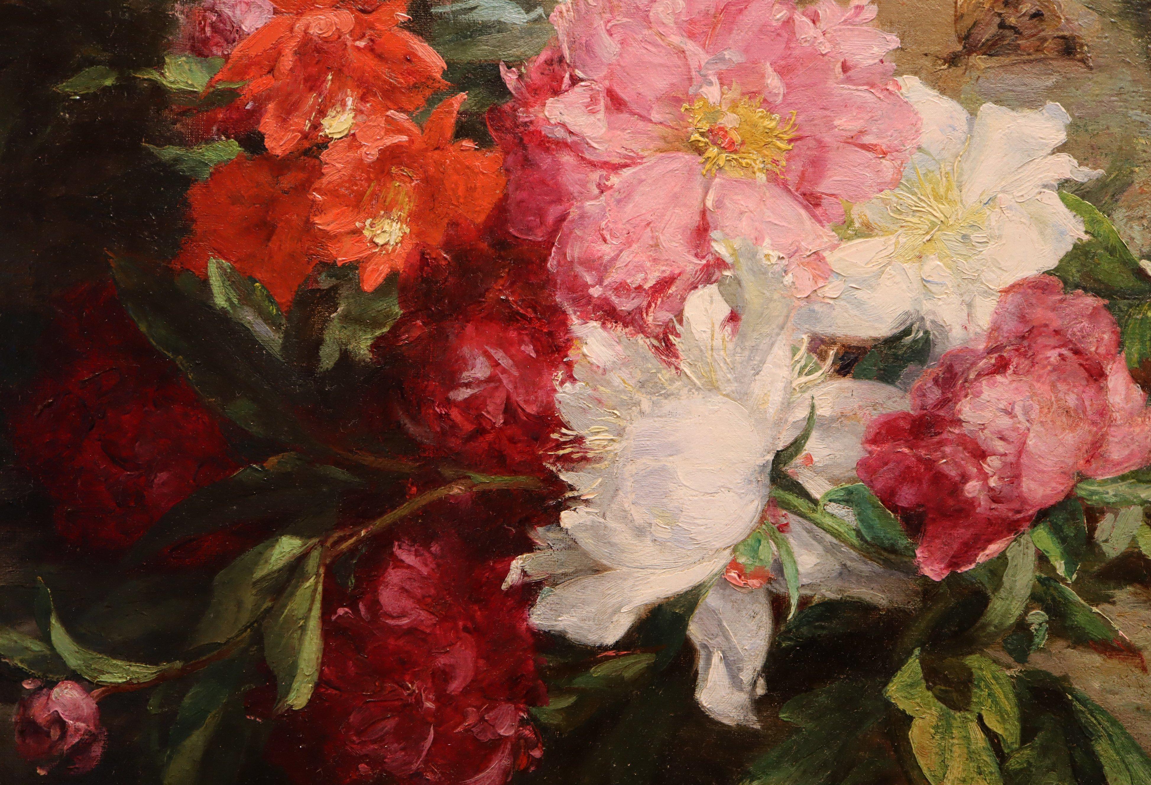 This painting from 1870s depicts spring flowers in disarray on a stone doorway. It is an example of the artist's effort of finding a new way to depict flowers which is far removed from the traditional staged manner.

This Grivolas painting