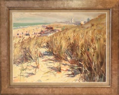 Beach Overlooking the North Sea, Leon Holmes, Modern Oil Painting