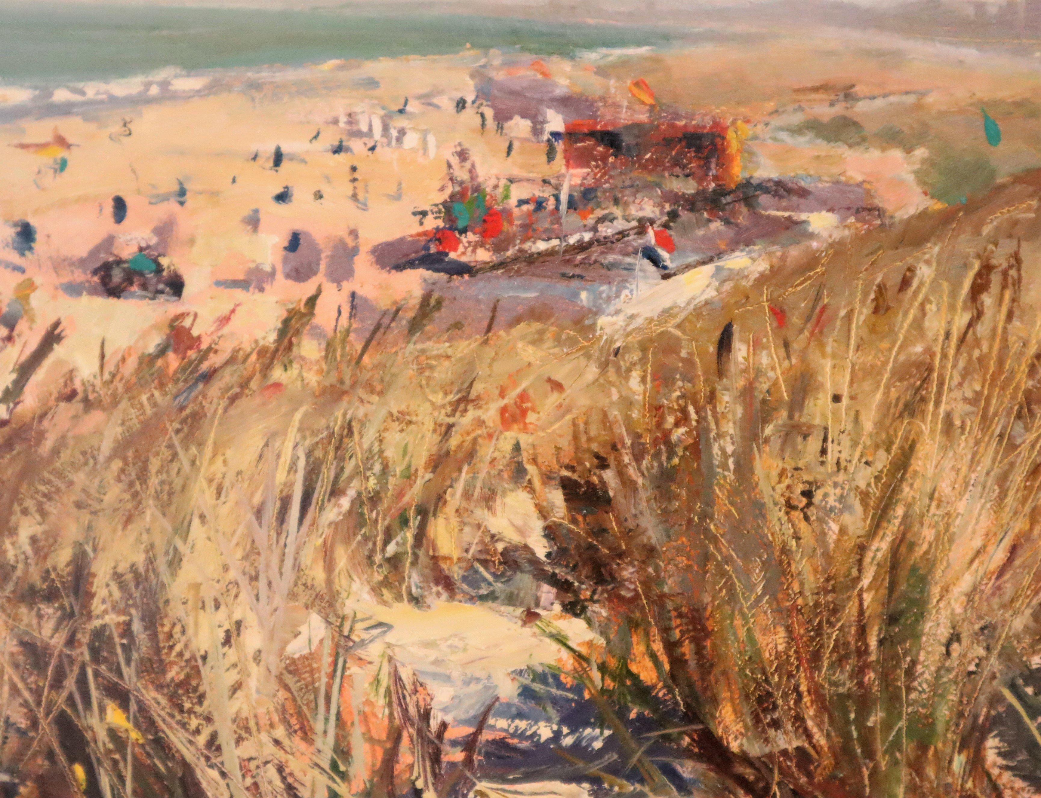 Spiaggia con vista sul Mare del Nord, Leon Holmes, Quadro a olio moderno in vendita 2