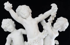 19th Century French Bisque Sculpture of 3 Cherubs, Signed Moreau