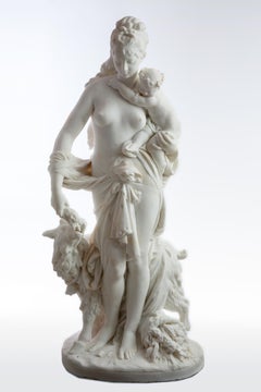 Antique Le Retour des Champs (Return from the Harvest)  Carrara marble, signed and dated