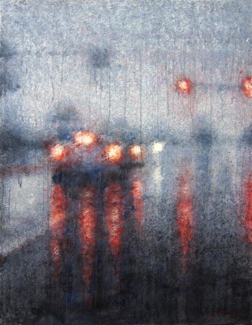 Pioggia ininterrotta - 21° secolo, Contemporaneo, Paesaggio, Acquerello su carta