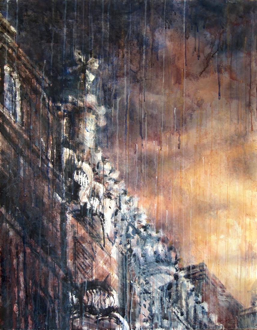 Landscape Art di Ekaterina Smirnova - Diagonal II - XXI secolo, Contemporaneo, Architettura, Acquerello su carta