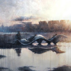 Watching the Sunset - 21st Century, Contemporary, Landscape, Watercolor on Paper