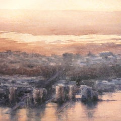 New Jersey Sunset - 21st Century, Contemporary, Landscape, Watercolor on Paper