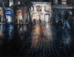 Las Ramblas - 21st Century, Contemporary, Landscape, Watercolor on Paper