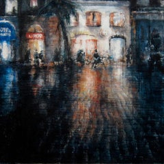 Las Ramblas - 21st Century, Contemporary, Landscape, Watercolor on Paper