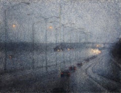 Svolta a destra verso il tramonto - XXI secolo, Contemporaneo, Paesaggio, Acquerello, Carta