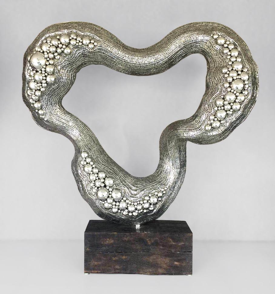 Liechennay Abstract Sculpture – Exploration - 21. Jahrhundert, Zeitgenössisch, Abstrakte Skulptur, Rostfreier Stahl