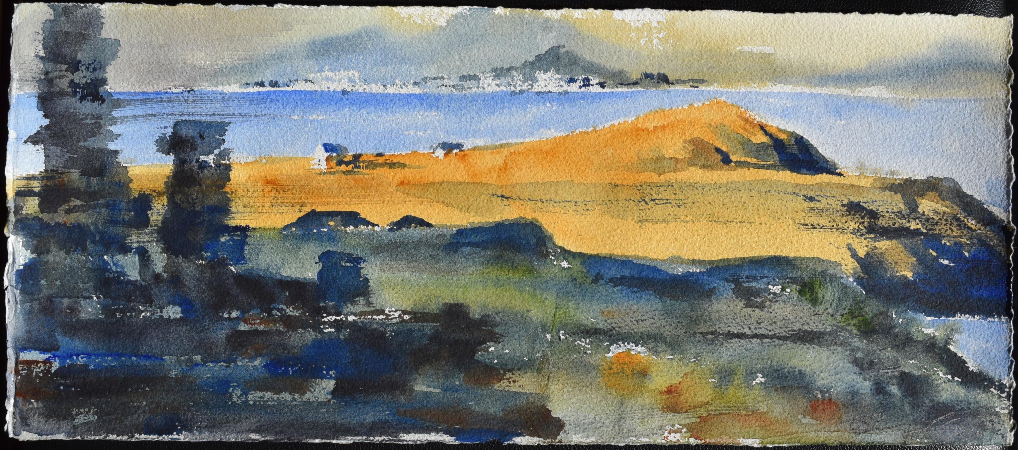 Irish Study III - 21st Century, Contemporary, Landscape, Watercolor on Paper