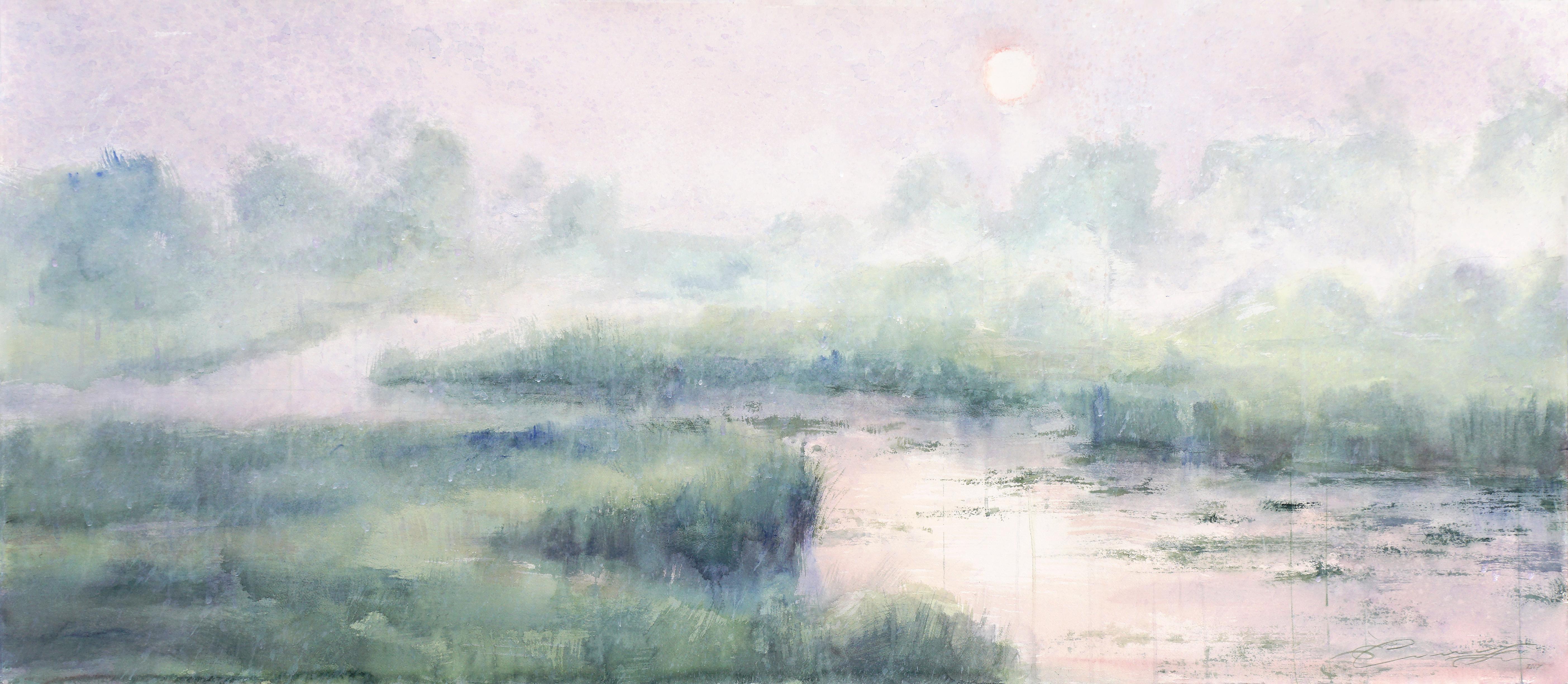 Ekaterina Smirnova Landscape Art – 6:15 Uhr – 21. Jahrhundert, Zeitgenössisch, Landschaft, Aquarell auf Papier