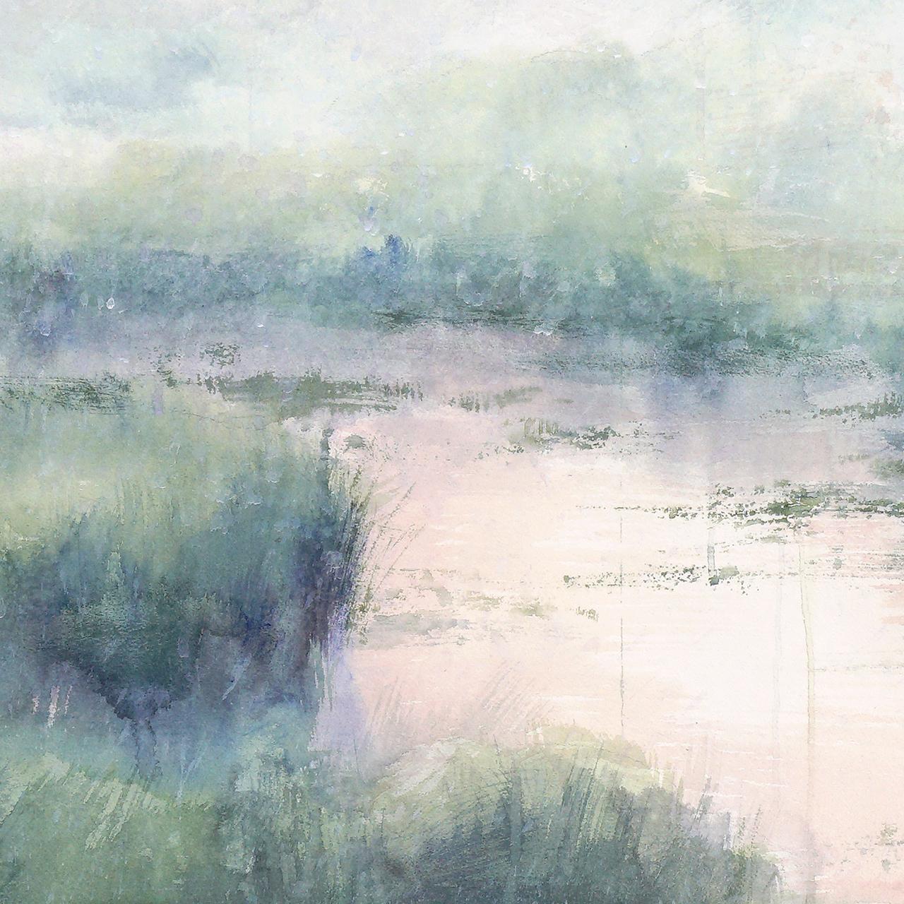 6:15 Uhr – 21. Jahrhundert, Zeitgenössisch, Landschaft, Aquarell auf Papier (Grau), Landscape Art, von Ekaterina Smirnova