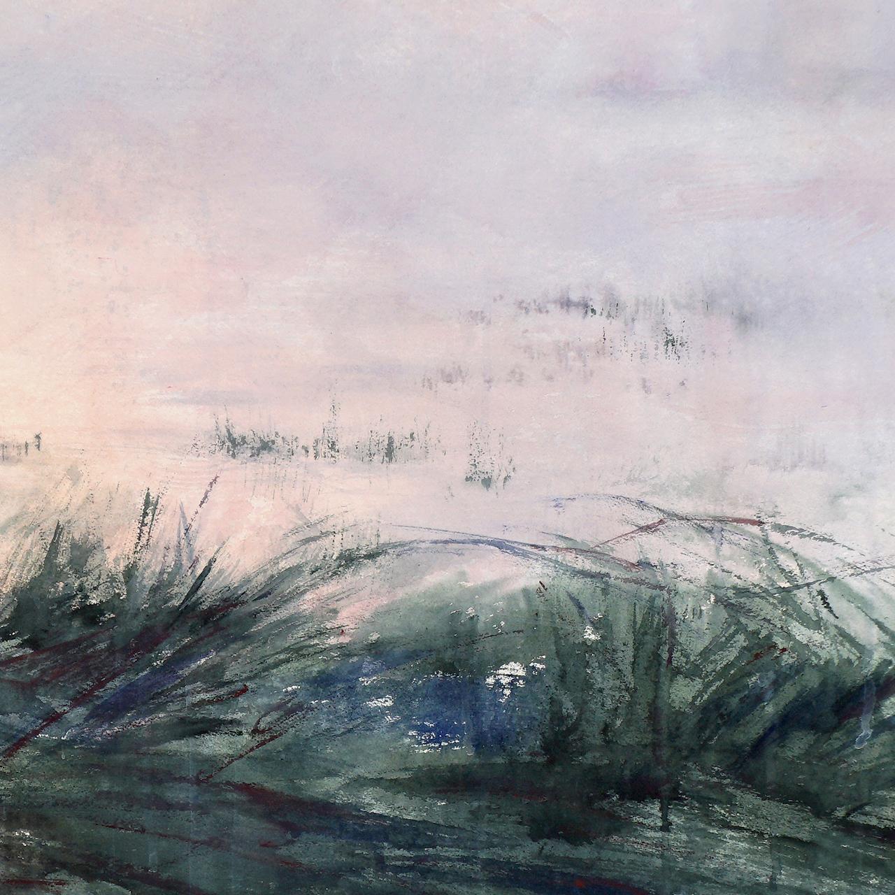 6:05 Uhr - 21. Jahrhundert, Zeitgenössisch, Landschaft, Aquarell auf Papier (Grau), Landscape Art, von Ekaterina Smirnova