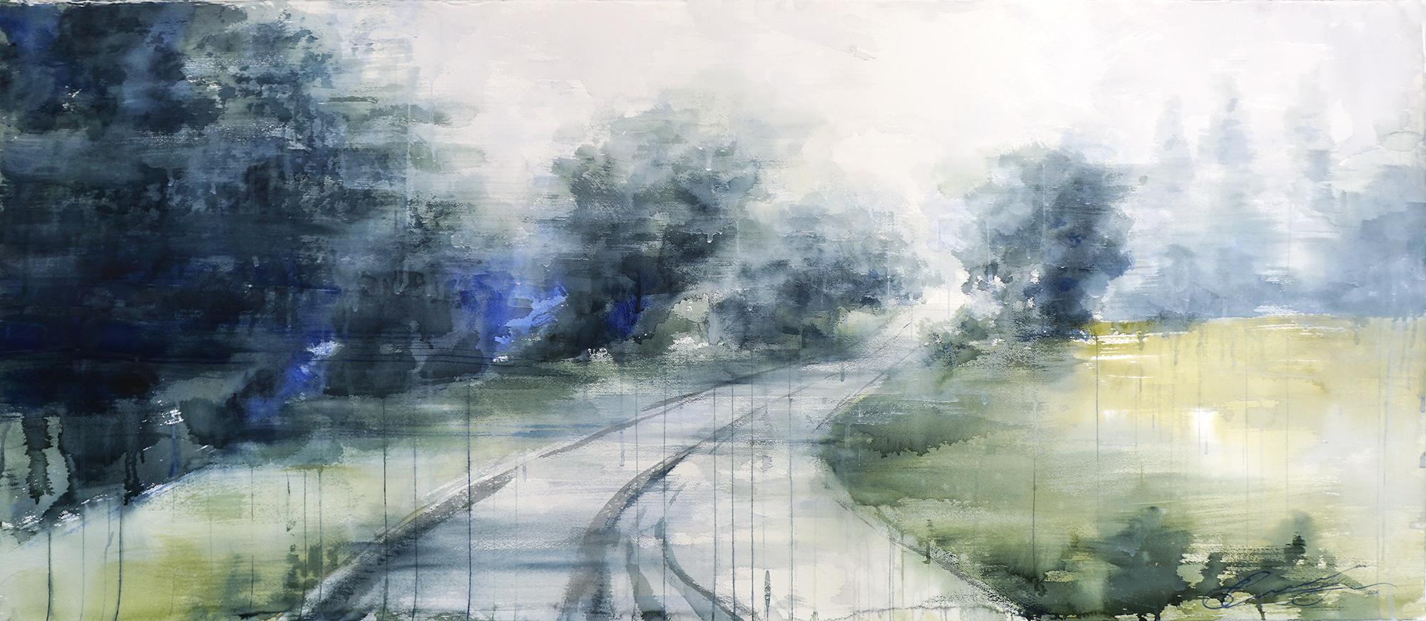 Ekaterina Smirnova Landscape Painting - Hazy Path - 21st Century, Contemporary, Landscape, Watercolor on Paper