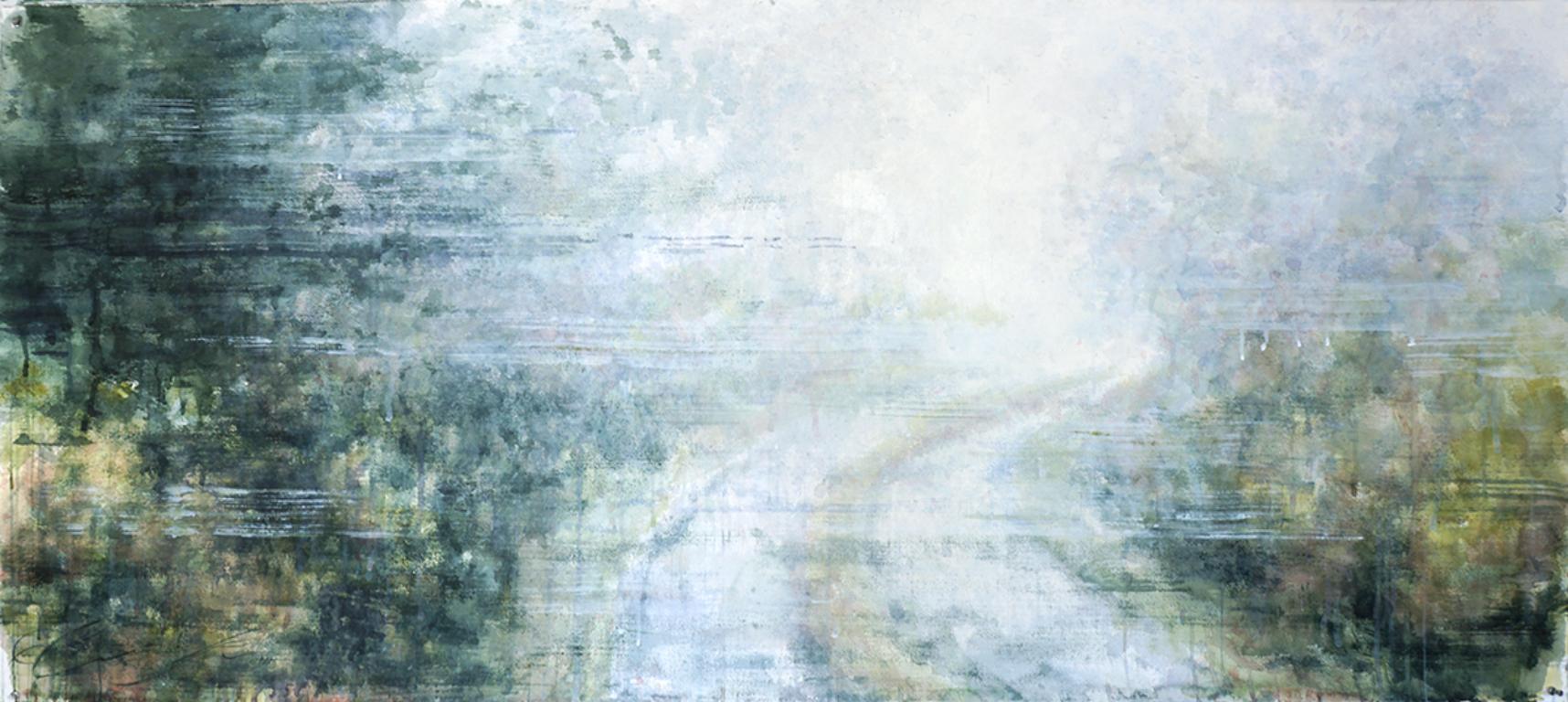 Ekaterina Smirnova Landscape Art – Misty Path II - 21. Jahrhundert, Zeitgenössisch, Landschaft, Aquarell auf Papier