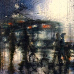 Bicycle in Beijing - 21st Century, Contemporary, Landscape, Watercolor on Paper