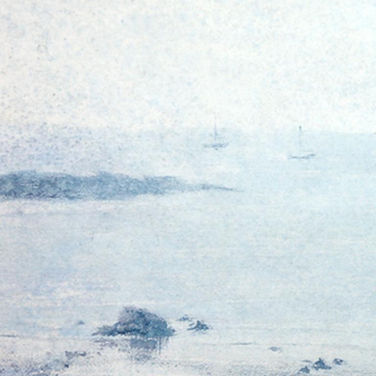 Wonson Cove - 21e siècle, Contemporain, Paysage, Aquarelle sur papier - Gris Landscape Art par Ekaterina Smirnova