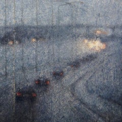 Svolta a destra verso il crepuscolo - 21° secolo, Contemporaneo, Paesaggio, Acquerello, Carta