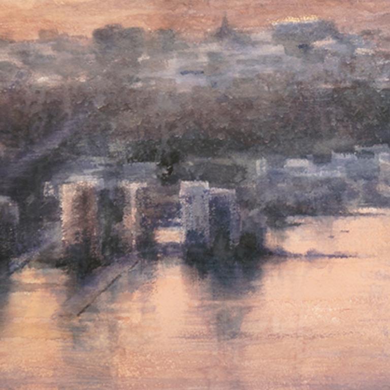 New Jersey Sonnenuntergang – 21. Jahrhundert, Zeitgenössisch, Landschaft, Aquarell auf Papier im Angebot 1