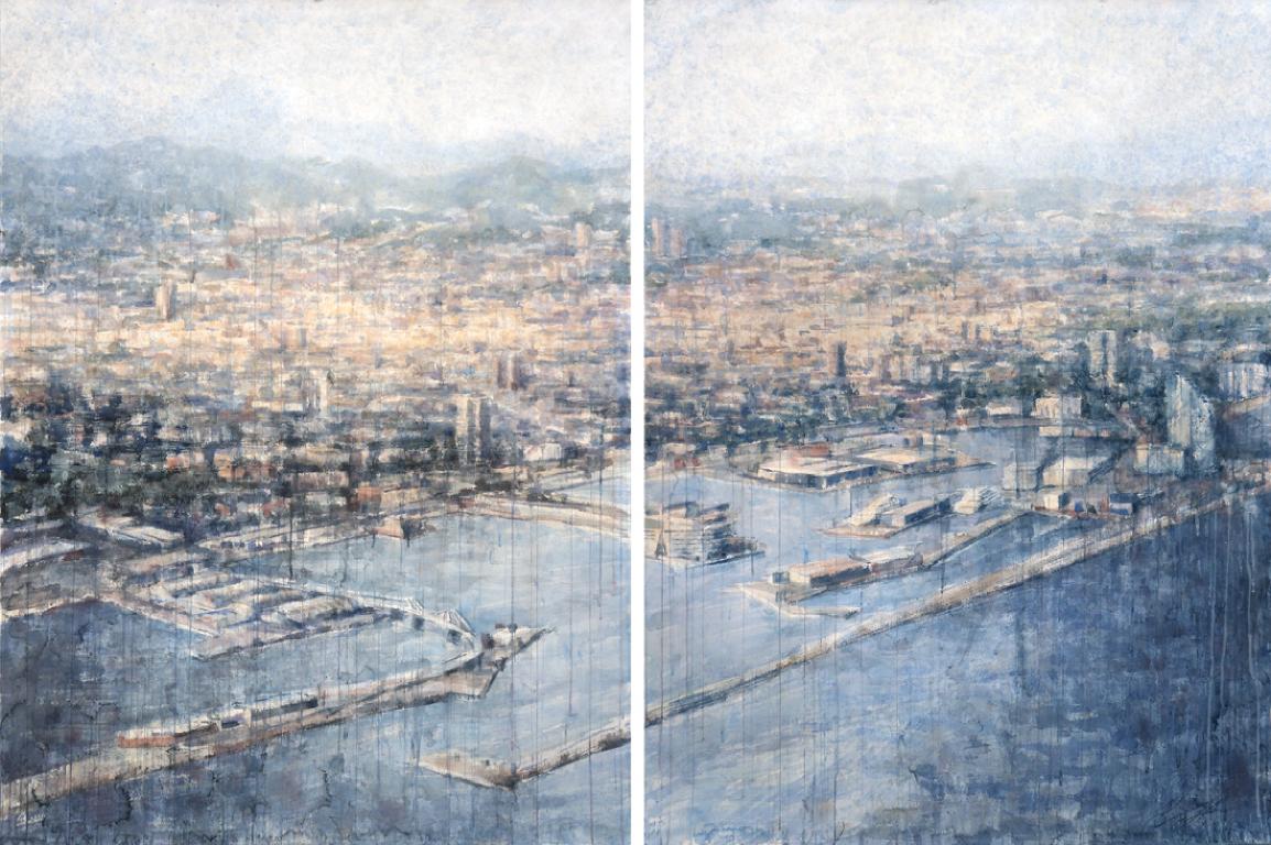 Landscape Art Ekaterina Smirnova - Los Puertos de Barcelone - 21e siècle, contemporain, paysage, aquarelle, papier