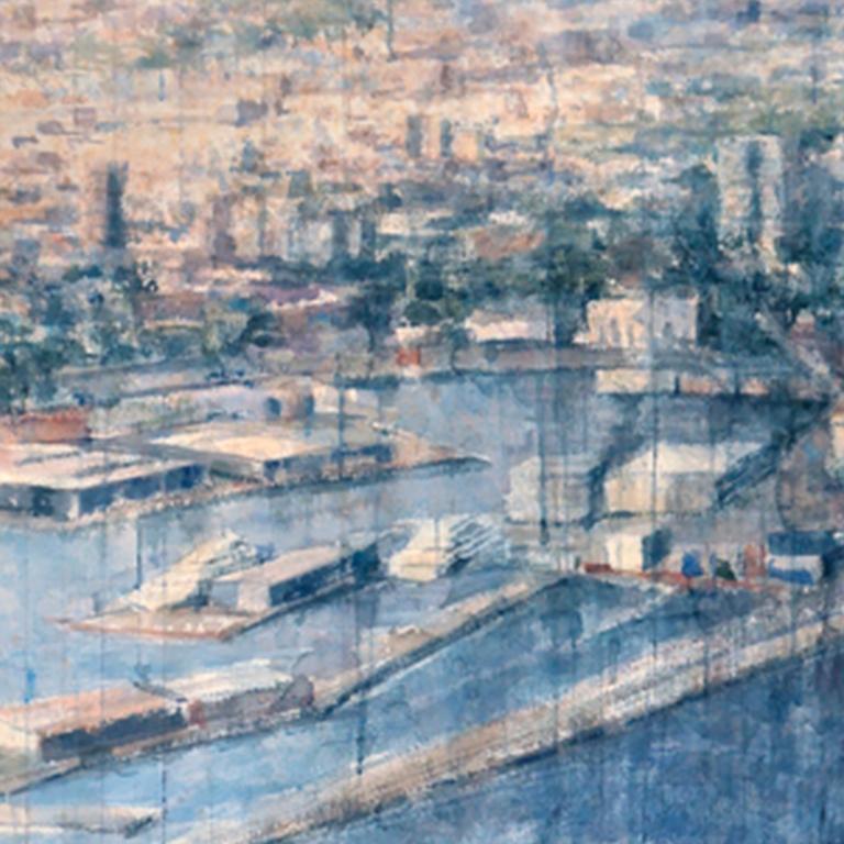Los Puertos de Barcelona – 21. Jahrhundert, Zeitgenössisch, Landschaft, Aquarell, Papier im Angebot 1