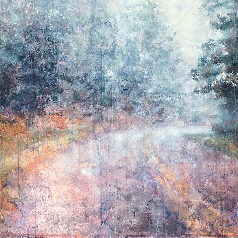 Blue Ridge - 21st Century, Contemporary, Landscape, Watercolor on Paper - Gray Landscape Art by Ekaterina Smirnova