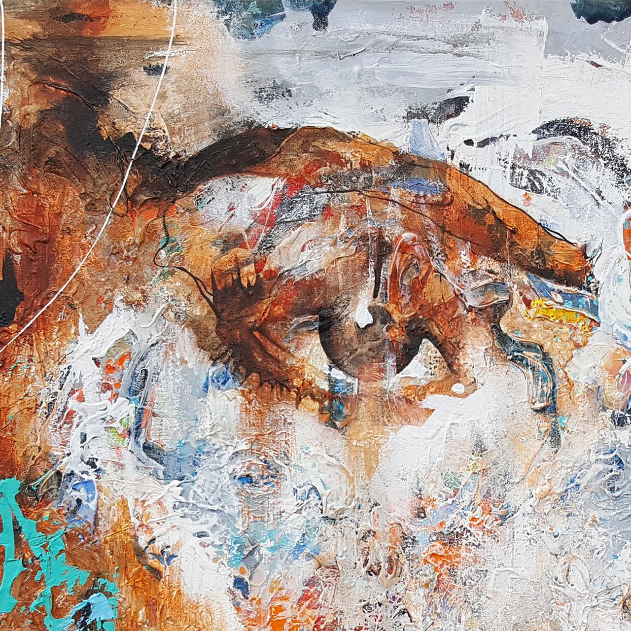 Straordinario brillamento solare - 21° secolo, Pittura contemporanea, Ritratto moderno - Portrait Painting Marrone di Danny O'Connor