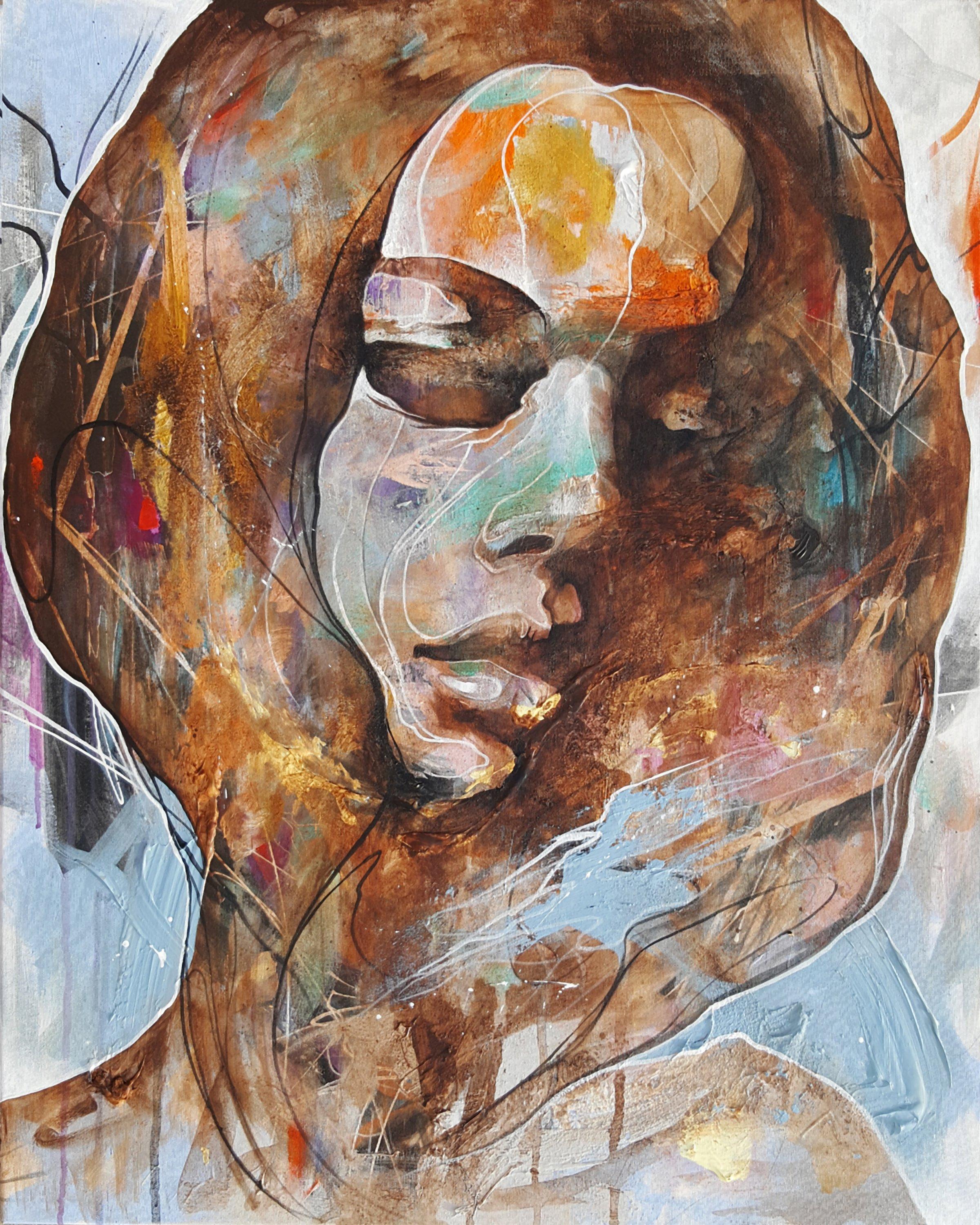 Danny O'Connor Portrait Painting - Soaking in the Supermoon - 21st Century, Contemporary Painting, Modern Portrait