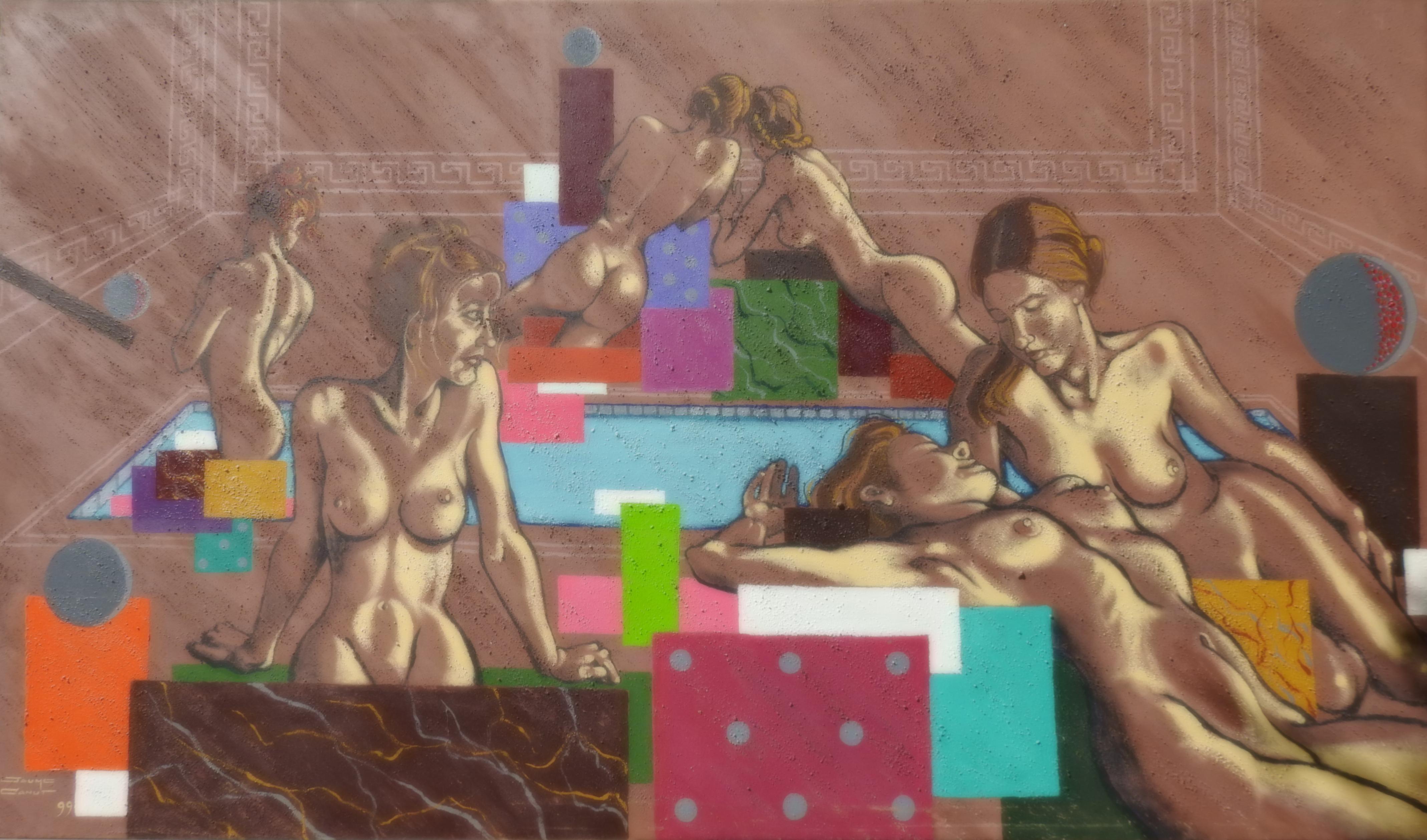 Jaume Canut Figurative Painting - El Baño - 21st Century, Contemporary, Acrylic on Canvas, Nude Painting