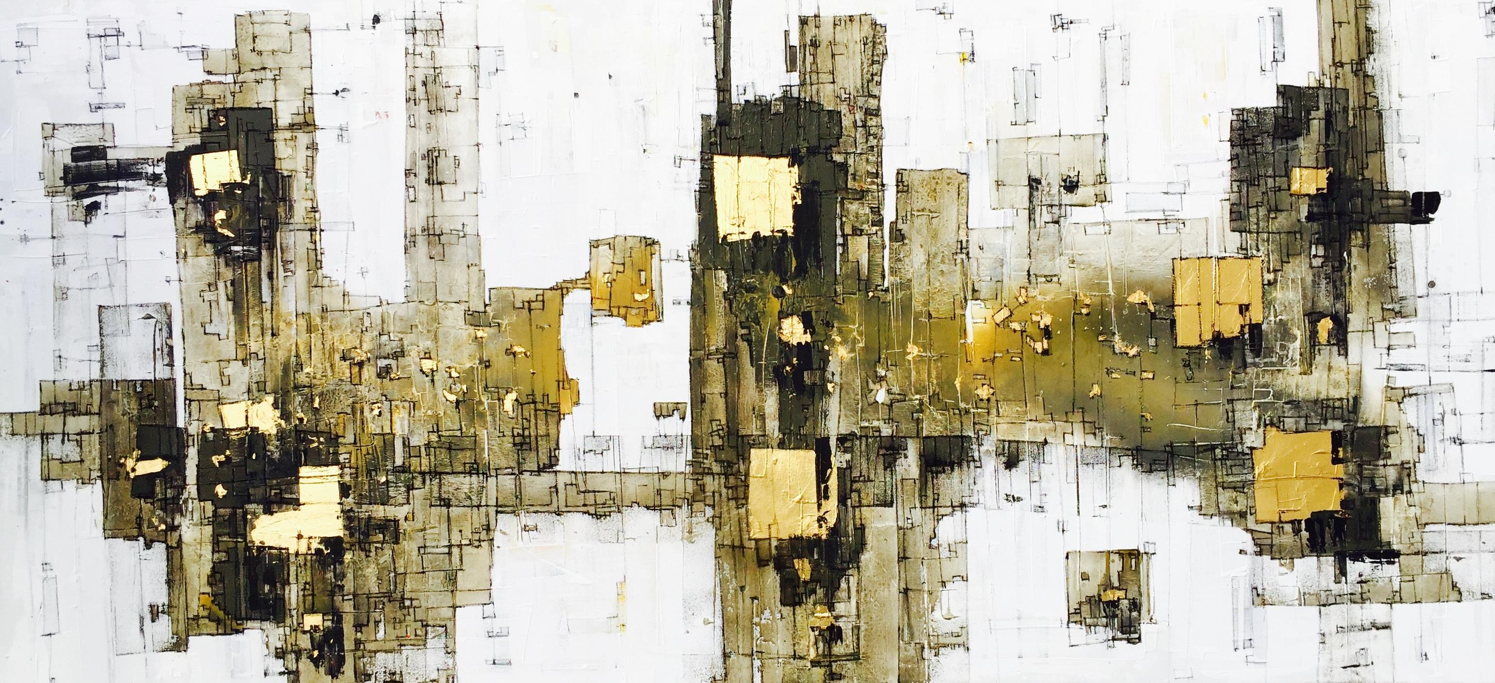 Moment of Harmony - 21st Century, Contemporary, Abstract Painting, Gold Leaf